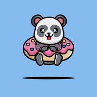 fofa panda abraço grande rosquinha desenho animado vetor