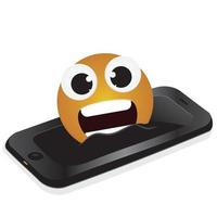 surpreso emoticon parece a partir de a rachadura do a Smartphone vetor