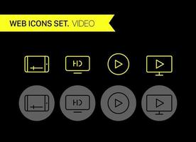 conjunto de vetores de ícones de linha fina de vídeo