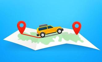 viajar de conceito de vetor de carro com mapa