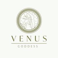 Vênus deusa logotipo Projeto. deusa vetor logotipo. beleza e arte indústria logotipo modelo. deusa do beleza, carnal amor, desejo, fertilidade e prosperidade.