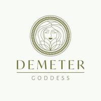 Demeter deusa logotipo Projeto. grego deusa vetor logotipo. beleza e arte indústria logotipo modelo. deusa do fertilidade, a padroeira do agricultura