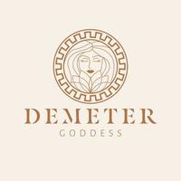 Demeter deusa logotipo Projeto. grego deusa vetor logotipo. beleza e arte indústria logotipo modelo. deusa do fertilidade, a padroeira do agricultura