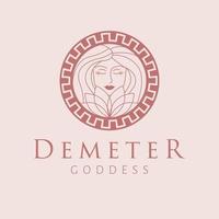 Demeter deusa logotipo Projeto. grego deusa vetor logotipo. beleza e arte indústria logotipo modelo. deusa do fertilidade, a padroeira do agricultura