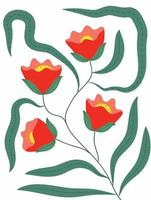 Primavera abstrato flor fundo vetor. contemporâneo arte Projeto com floral, folhas, plantar dentro mão desenhado estilo. botânico natureza ilustrado perfeito para parede arte, poster, papel de parede, cobrir, bandeira. vetor