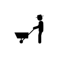 homem homem com carrinho de mão vetor ícone