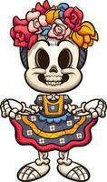 esqueleto catrina mexicana colorida vetor
