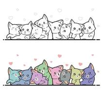 desenho de gatos para colorir fácil para crianças vetor