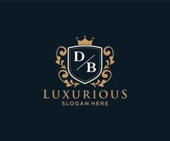 modelo de logotipo de luxo real de letra db inicial em arte vetorial para restaurante, realeza, boutique, café, hotel, heráldica, joias, moda e outras ilustrações vetoriais. vetor