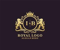 modelo de logotipo de luxo real de leão de letra ib inicial em arte vetorial para restaurante, realeza, boutique, café, hotel, heráldica, joias, moda e outras ilustrações vetoriais. vetor