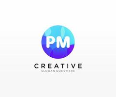 PM inicial logotipo com colorida círculo modelo vetor. vetor