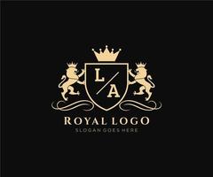 inicial la carta leão real luxo heráldico, crista logotipo modelo dentro vetor arte para restaurante, realeza, butique, cafeteria, hotel, heráldico, joia, moda e de outros vetor ilustração.