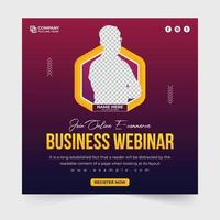 corporativo webinar e conferência convite modelo vetor com vermelho e azul cores. escritório seminário poster Projeto para social meios de comunicação marketing. o negócio promoção webinar modelo social meios de comunicação publicar.