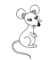 desenhado à mão vetor ilustração. desenho animado pequeno rato dentro Preto esboço isolado em branco fundo. para impressões, crianças coloração.