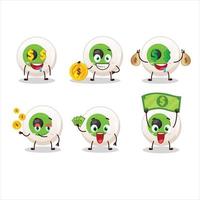 olho doce desenho animado personagem com fofa emoticon trazer dinheiro vetor