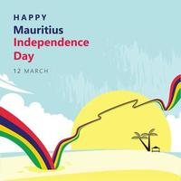 Maurícia bandeira conceito sobre de praia cenário. vetor ilustração para Maurícia independência celebração. Maurícia nacional dia vetor arte.