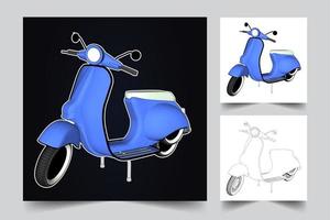 ilustração de scooter azul vetor