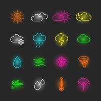 conjunto de ícones de néon meteorológico vetor