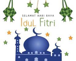 cumprimento eid al fitr celebração. hari raya aidilfitri ilustração vetor