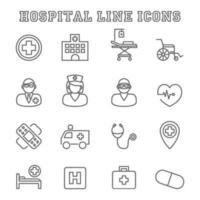 ícones de linha hospitalar vetor
