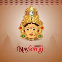 Feliz Navratri - Cartão de Celebração do Festival Indiano com o rosto da deusa Durga vetor