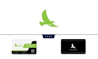 vetor de design de logotipo de conceito de folha de pássaro. design de cartão de visita