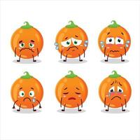 dia das Bruxas laranja doce desenho animado personagem com triste expressão vetor