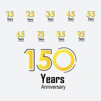 definir ano aniversário celebração ilustração de design de modelo vetorial cor amarela vetor