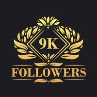9k seguidores celebração Projeto. luxuoso 9k seguidores logotipo para social meios de comunicação seguidores vetor