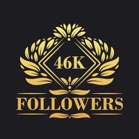46k seguidores celebração Projeto. luxuoso 46k seguidores logotipo para social meios de comunicação seguidores vetor