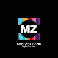 mz inicial logotipo com colorida modelo vetor
