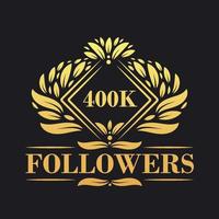 400k seguidores celebração Projeto. luxuoso 400k seguidores logotipo para social meios de comunicação seguidores vetor