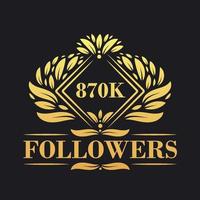 870k seguidores celebração Projeto. luxuoso 870k seguidores logotipo para social meios de comunicação seguidores vetor