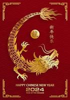 feliz ano novo chinês 2024 dragão signo do zodíaco vetor