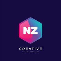 nz inicial logotipo com colorida modelo vetor. vetor