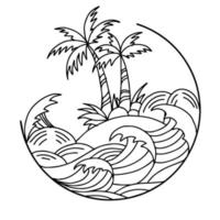 Projeto ilustração de praia ilha logotipo esboço arte vetor