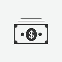 ícone de dólar, ilustração em vetor símbolo dinheiro. design plano financeiro e bancário com elementos para conceitos móveis e sites da web