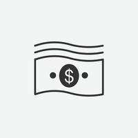 ícone de dólar, ilustração em vetor símbolo dinheiro. design plano financeiro e bancário com elementos para conceitos móveis e sites da web