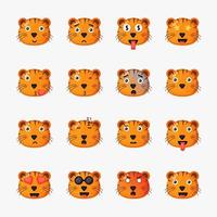 tigre fofo com emoticons vetor