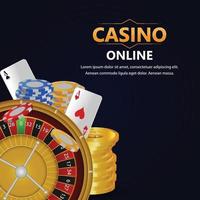 jogo de azar de cassino com texto dourado e cartas de jogar e slot de cassino vetor