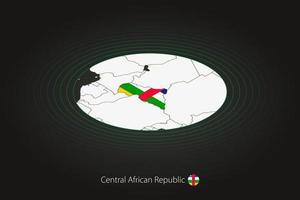 central africano república mapa dentro Sombrio cor, oval mapa com vizinho países. vetor