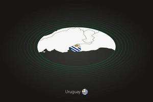 Uruguai mapa dentro Sombrio cor, oval mapa com vizinho países. vetor