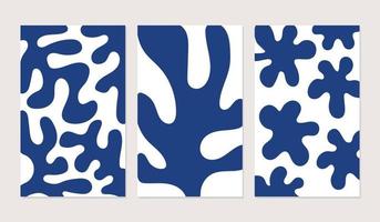elegante, na moda conjunto do floral padrões com abstrato orgânico Cortar fora inspirado de matisse. conjunto do Matisse inspirado contemporâneo colagem cartazes. decorativo botânico elementos. vetor ingênuo arte impressão