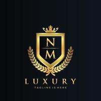 nm carta inicial com real luxo logotipo modelo vetor