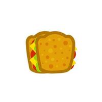 sanduíche. pão com queijo, tomate e alface. Comida ícone. plano ilustração vetor