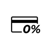 cartão de crédito com o símbolo do ícone de pagamento parcelado de 0 por cento de juros isolado no fundo branco. vetor