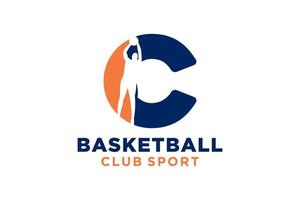 inicial carta c basquetebol logotipo ícone. cesta bola logótipo símbolo. vetor