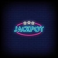 vetor de texto de estilo de sinais de néon jackpot