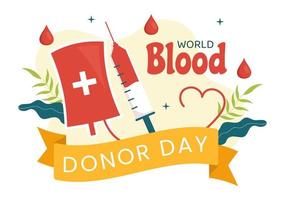 mundo sangue doador dia em Junho 14 ilustração com humano doou sangues para dar a destinatário dentro Salve  vida plano desenho animado mão desenhado modelos vetor