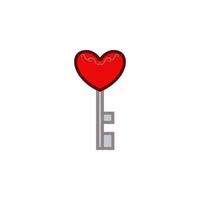chave, coração, namorados s dia vetor ícone
